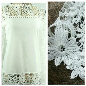 Vintage White LACED Sheer blouse / tunic